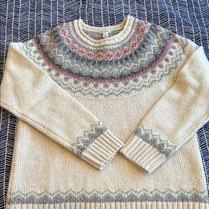 L.L. Bean Crewneck Sweater. Fair Isle. Unisex. 100% lambs wool.